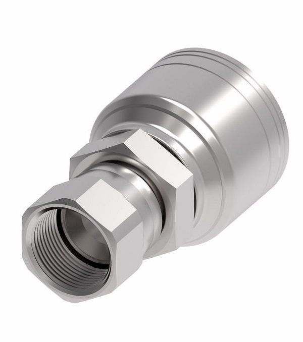 1AA6FJ6 Aeroquip by Danfoss | 1 & 2 Wire TTC Female JIC 37° Swivel (FJ) Crimp Fitting | -06 Female JIC 37° Swivel x -06 Hose Barb | Steel With Credit Card Online