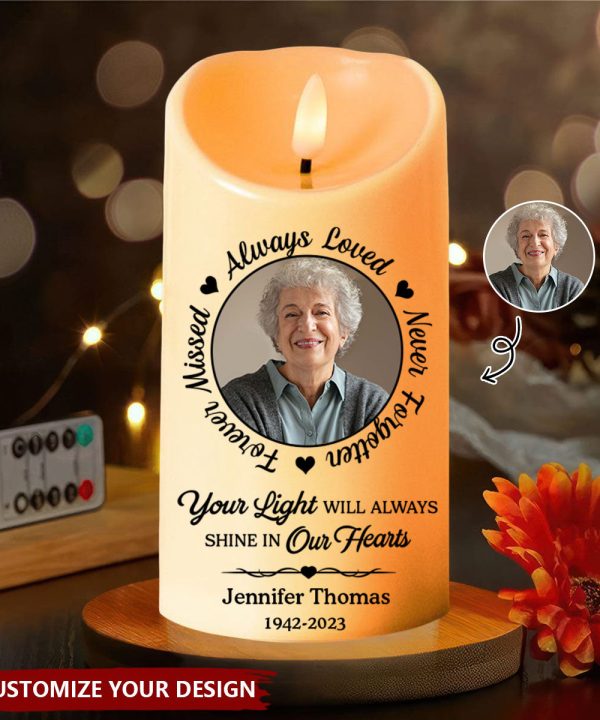 Custom Photo Always In Our Thoughts - Memorial Personalized Custom LED Candle Big Discount For Sale