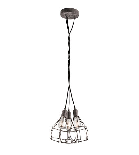 Industrial Cage 3 Light 15 inch Weathered Zinc Pendant Ceiling Light CL119 Cheap The Cheapest