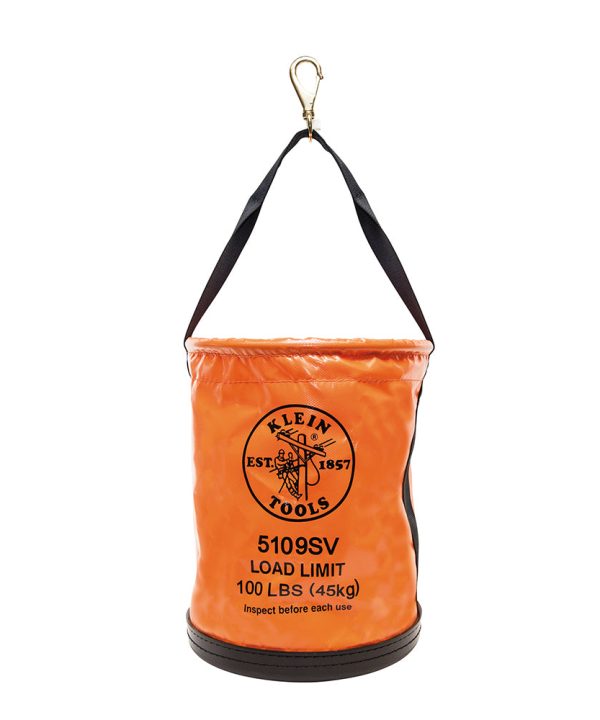 Klein Tools 5109SV Tool Bucket, Vinyl Lineman Bucket with Swivel Snap and Web Handle, 12-Inch, 100-Pound Load Rated Tool Holder Authentic Cheap Pice