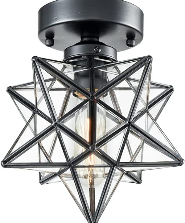 Industrial Moravian Star Ceiling Light with 8-inch Glass Shade, 1 Light Free Shipping Shop Offer