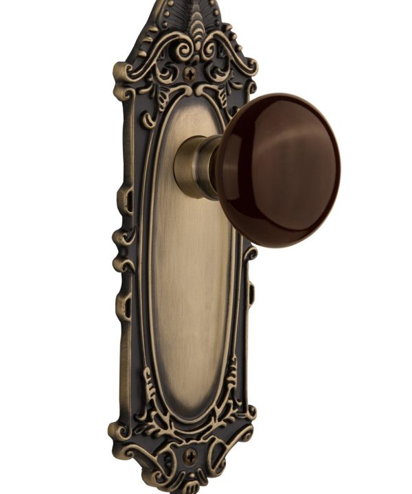 Nostalgic Warehouse VICBRN Victorian Plate with Brown Porcelain Door Knob SHS150 Websites Online