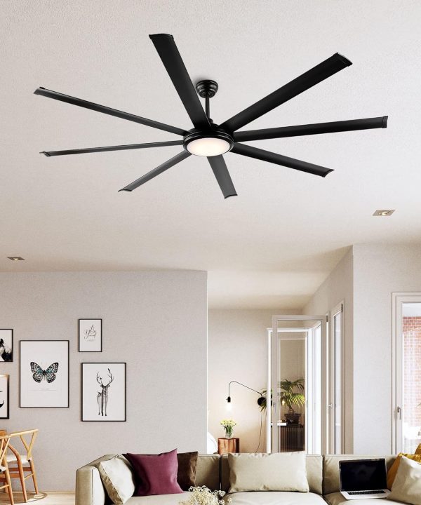 Industrial DC Ceiling Fan with Lights and Remote, Matte Black Ceiling Fan, 96" Best Place