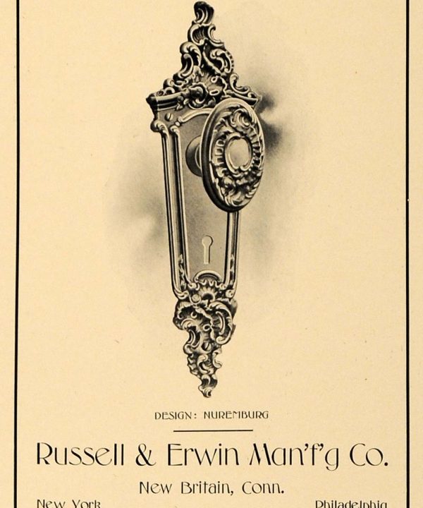 1903 Ad Nuremburg Doorknob Design Decorative Russell Erwin Hardware Russwin ARC3 Outlet Locations For Sale