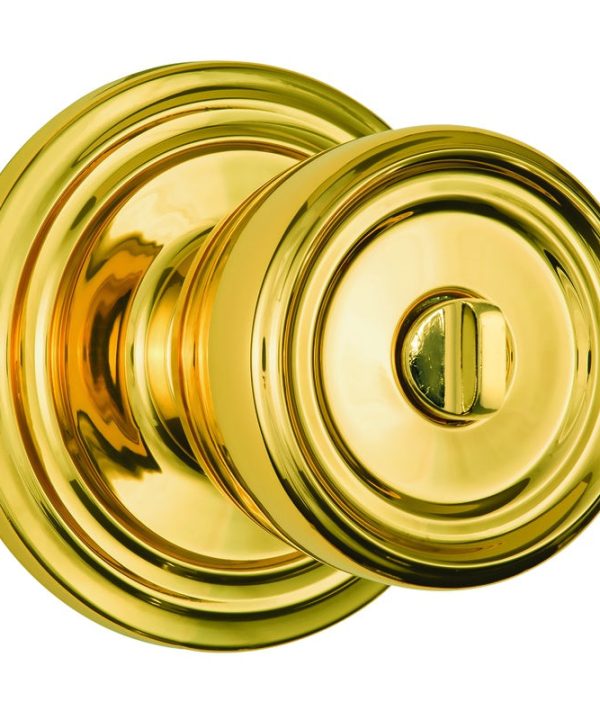 Brinks 23025-105 Barrett Single Cylinder Privacy Door Knob, Polished Brass Free Shipping Good Selling