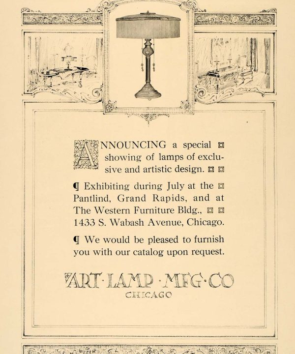 1919 Ad Art Lamp Manufacturing Showing Pantlind Chicago - ORIGINAL GF1 For Sale Top Quality