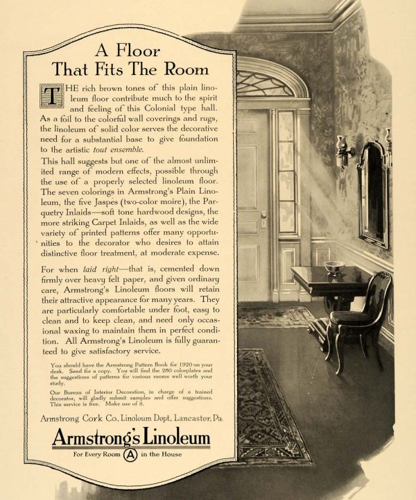 1919 Ad Armstrong Cork Linoleum Flooring Home Decor - ORIGINAL ADVERTISING GF2 Cheap Sale Really
