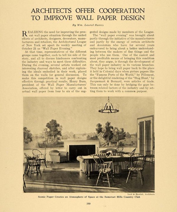 1920 Article William Laurel Harris Wallpaper Henry Burn - ORIGINAL GF4 Discount Low Cost