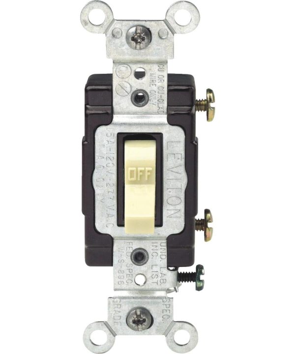 Leviton Commercial Grade 15 Amp Toggle Single Pole Switch, Ivory Clearance Cost