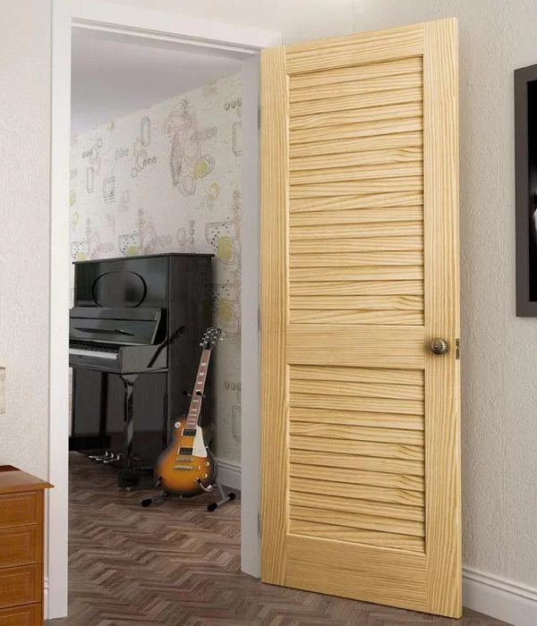 Louvered Solid Wood Primed Standard Door, 32" x 80" Cheap Pice Buy Discount
