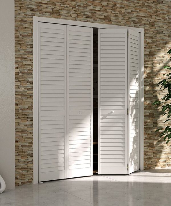 Louvered Wood Painted Bi-Fold Door - #8725T Affordable Sale Online