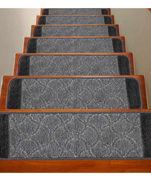 Nova Morrocan Washable Non Slip Non Skid Stair Treads, 8.5"x30" - Gray Free Shipping Cheap