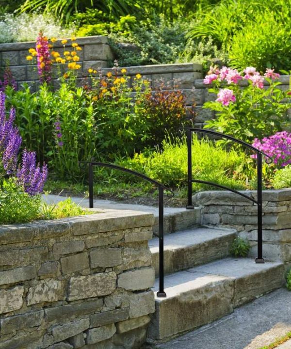 Outdoor Adjustable Wrought Iron Handrail - Black Cheap With Mastercard