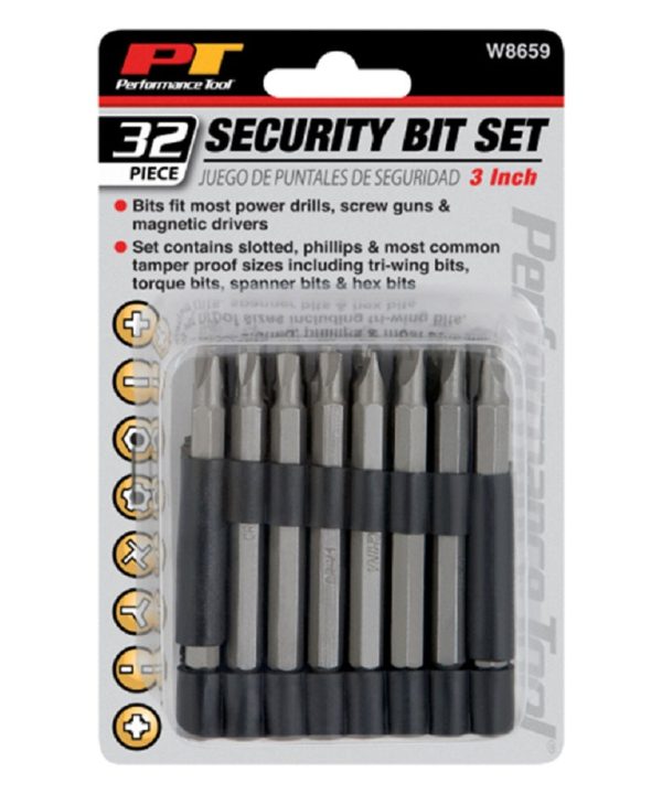 Performance Tool W8659 Security Bit Set, 3" 32 Piece Cheap Sale View
