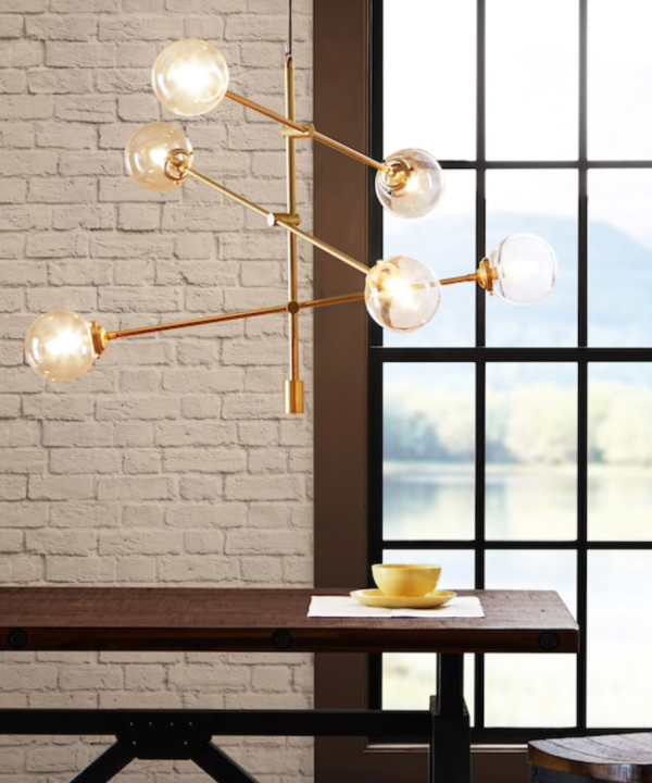 INK IVY 6-Light Gold Finish Chandelier Dr280 Free Shipping Fashionable