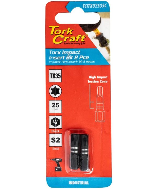 Torx Tx 35 Impact Insert Bit 25 Mm 2 Pc Carded Discount Outlet Store