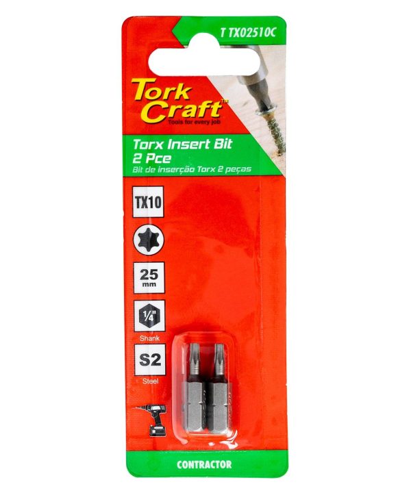 Torx Tx 10 Classic Insert Bit 25 Mm 2 Pc Carded Get Authentic For Sale