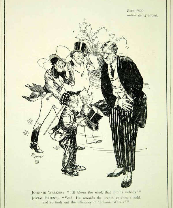 1916 Ad Vintage Johnnie Walker Scotch Whisky Liquor Street Urchin Leo Cheney Art Free Shipping Top Quality