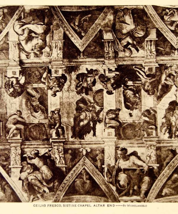 1920 Photogravure Sistine Chapel Ceiling Fresco Michelangelo Vatican Art YTTM3 Buy Cheap Pay With Visa