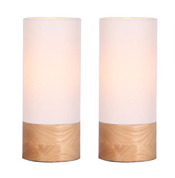 Sagebrook Home 50663 11 in. Wood Canister Table Lamps, Brown - Set of 2 CA447 Discount Low Shipping Fee