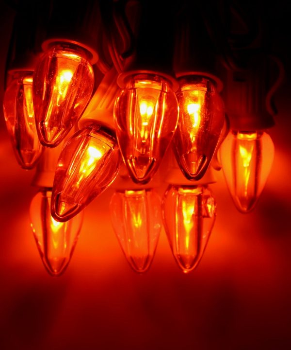 C7 Orange Smooth Twinkle LED Bulbs E12 Bases (25 Pack) Free Shipping With Mastercard